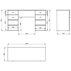 Scrivania Marrone Rovere Nodi 2 Cassetti 2 Ripiani 140x50x76h cm, 2 Ante - Ziro