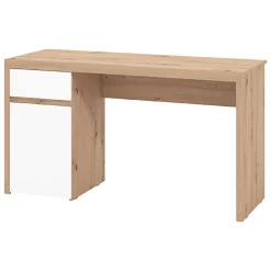 Scrivania Marrone Rovere Nodi Bianco un Cassetto 2 Ripiani 140x52x76h cm, Un'anta - Bovec