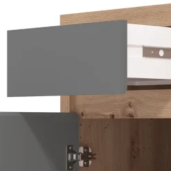 Scrivania Marrone Rovere Nodi Grigio Scuro un Cassetto 2 Ripiani 140x52x77h cm, Un'anta - Bovec