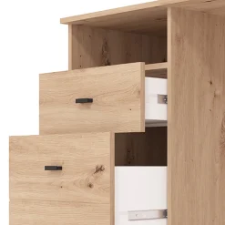 Scrivania Marrone Rovere Nodi Nero 5 Ripiani 5 Vani 150x58x76h cm, Colore Ripiano Marrone - Taceno