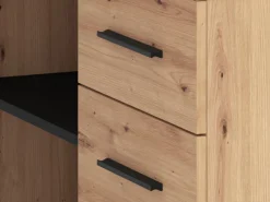 Scrivania Marrone Rovere Nodi Nero Angolare 3 Ripiani 137.5x101.5x75h cm, 3 Cassetti - Sapri