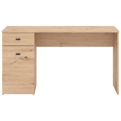 Scrivania Marrone Rovere Nodi Nero un Cassetto 2 Ripiani 98x45x74h cm, Un'anta - Cocham