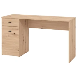 Scrivania Marrone Rovere Nodi Nero un Cassetto 2 Ripiani 98x45x74h cm, Un'anta - Cocham
