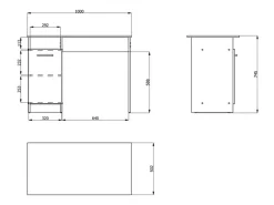 Scrivania Marrone Rovere 2 Ripiani 4 Cassetti 135x50x75.5h cm, 2 Vani - Flaminio