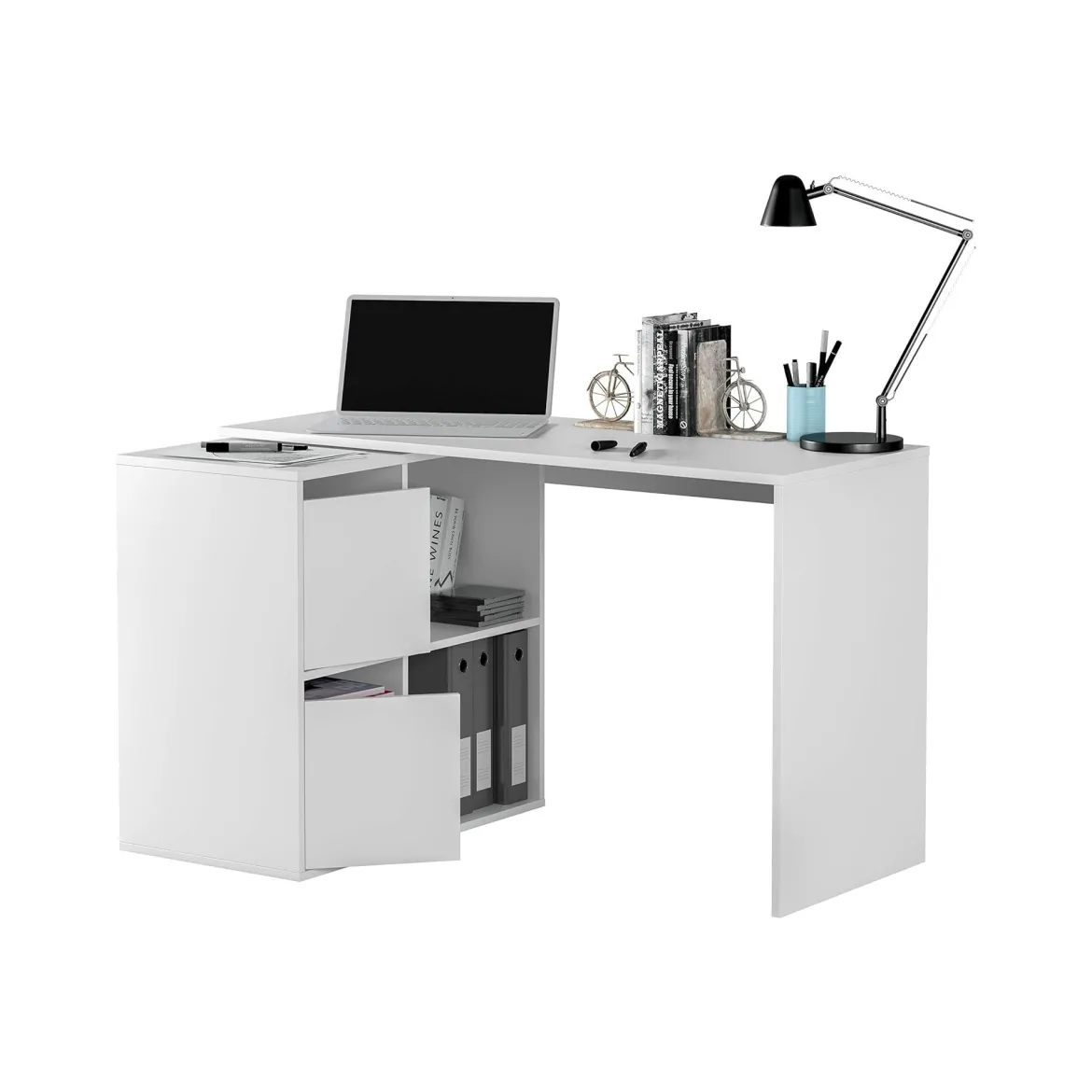 Scrivania modulabile bianca 152x49cm con libreria - Ascona