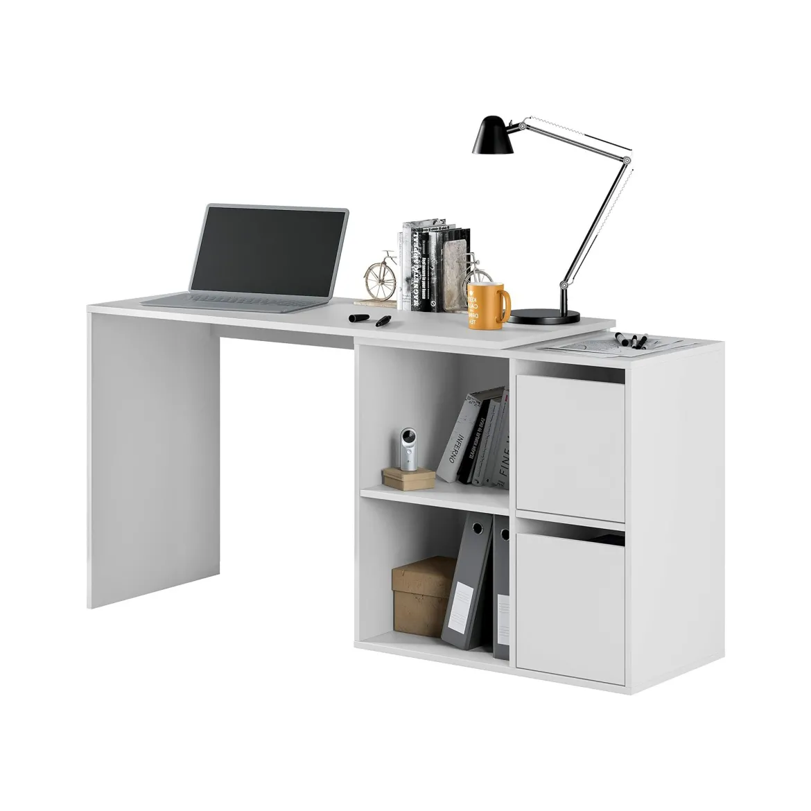 Scrivania modulabile bianca 152x49cm con libreria - Ascona