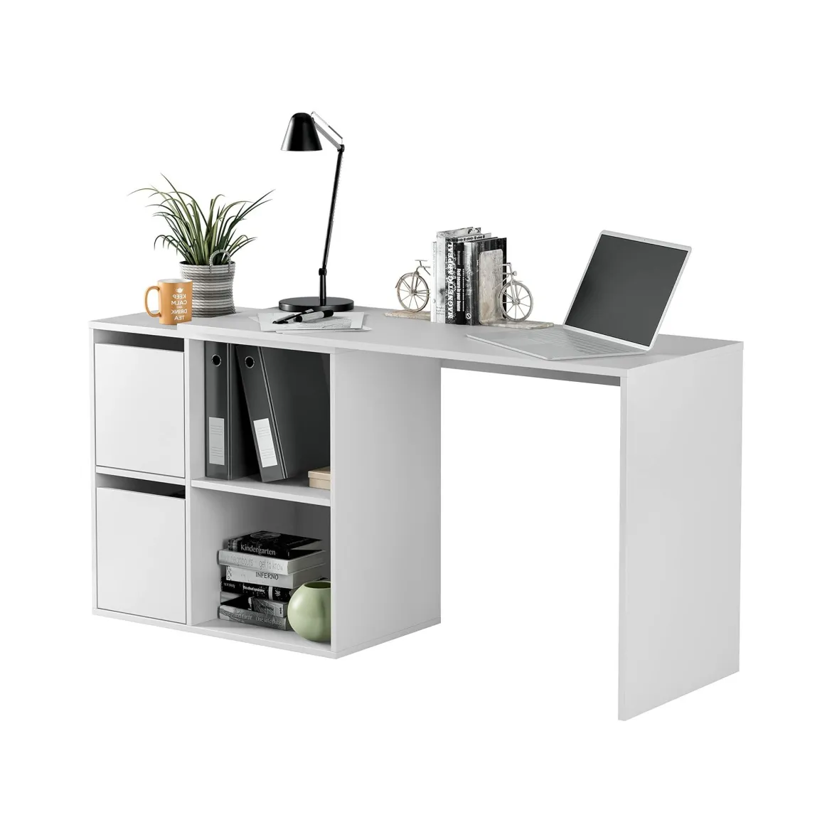 Scrivania modulabile bianca 152x49cm con libreria - Ascona