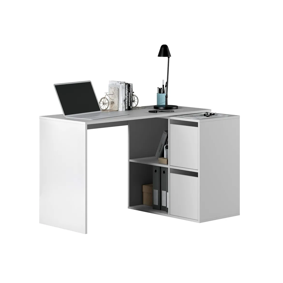 Scrivania modulabile bianca 152x49cm con libreria - Ascona