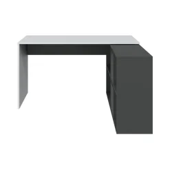 Scrivania modulabile bianca e antracite 136x139cm con libreria - Abby