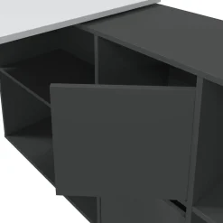Scrivania modulabile bianca e antracite 136x139cm con libreria - Abby