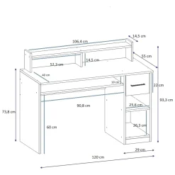 Scrivania Nero Antracite 5 Ripiani un Cassetto 120x93x55h cm, 5 Vani - Roletto