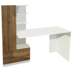 Scrivania No bianca e noce 149x61cm con libreria - Sordio