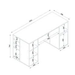 Scrivania No bianca 145x59cm con libreria - Carife