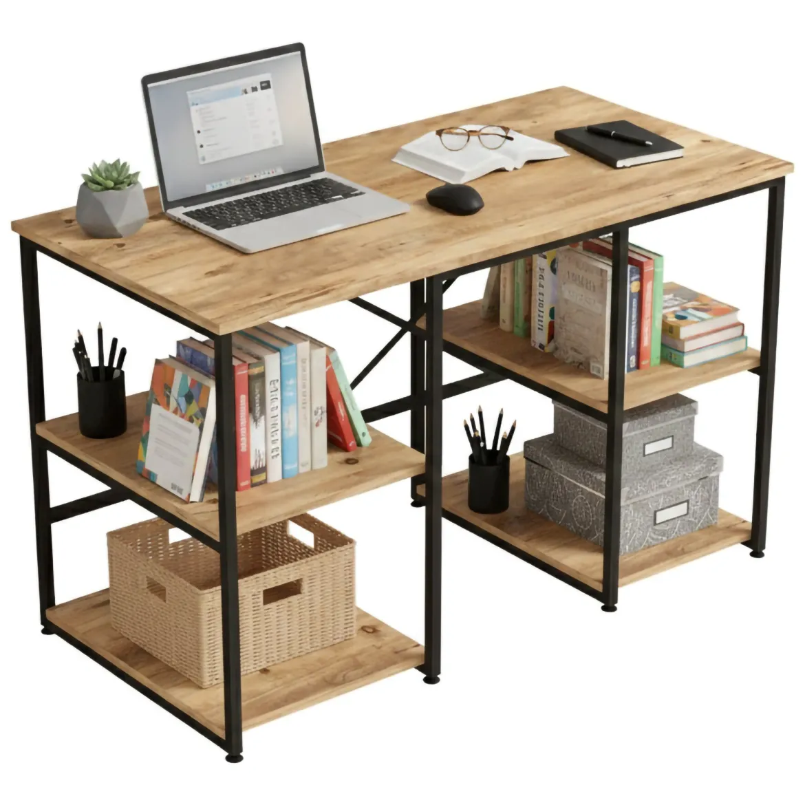 Scrivania No quercia 160x60cm con libreria - Galbiate