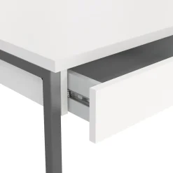 Scrivania Pascale, Scrittoio multiuso, Tavolo per ufficio porta PC, Piano di lavoro, 126x52 h77 cm, Bianco