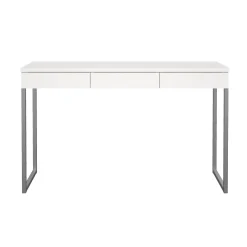 Scrivania Pascale, Scrittoio multiuso, Tavolo per ufficio porta PC, Piano di lavoro, 126x52 h77 cm, Bianco