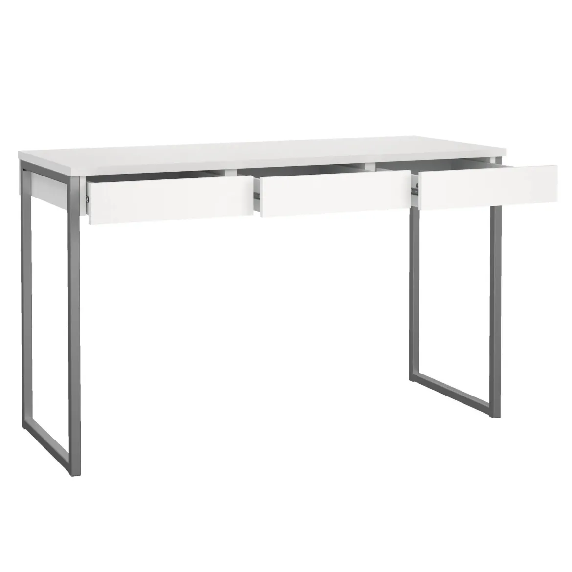 Scrivania Pascale, Scrittoio multiuso, Tavolo per ufficio porta PC, Piano di lavoro, 126x52 h77 cm, Bianco
