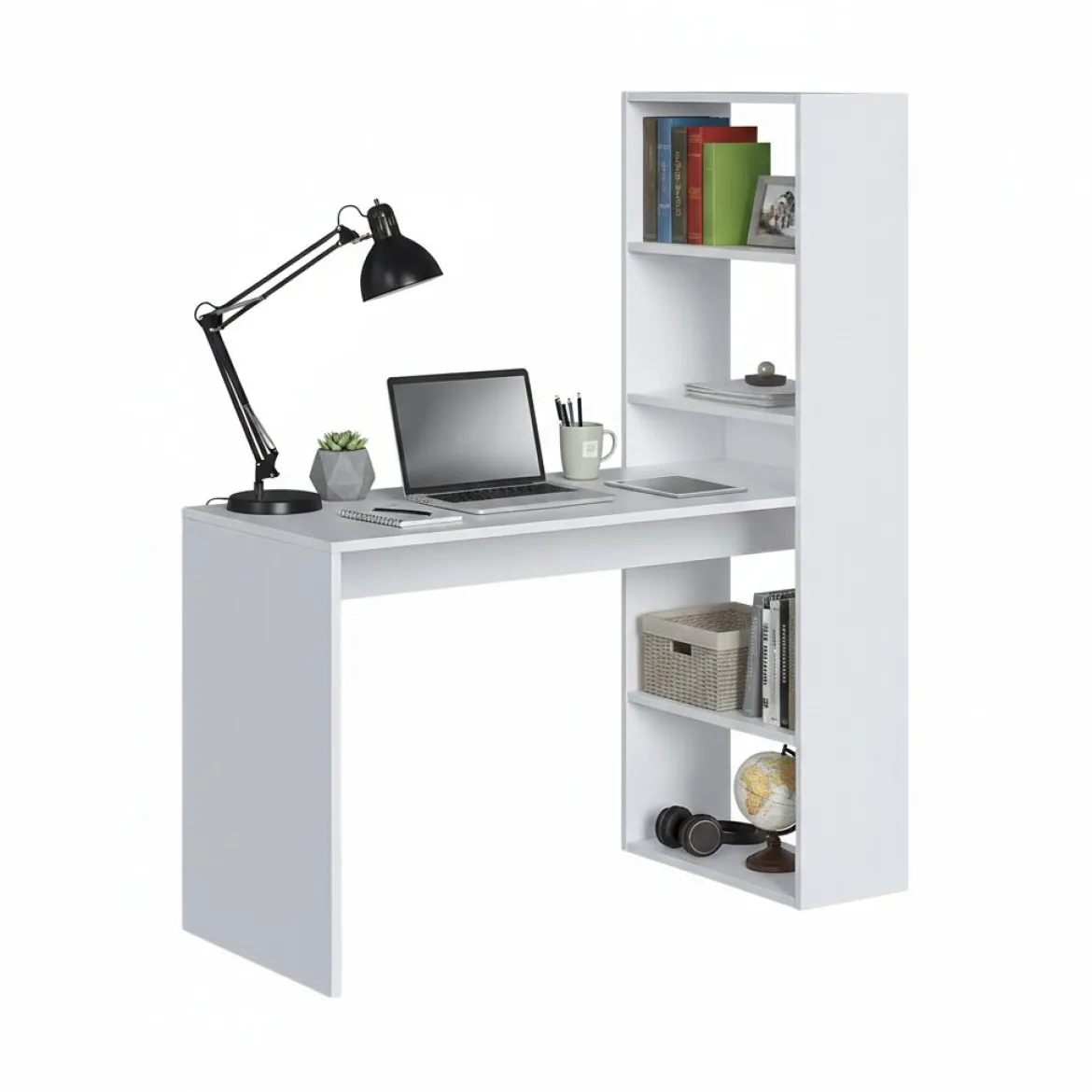 Scrivania salvaspazio bianca 120x53cm con libreria - Ali