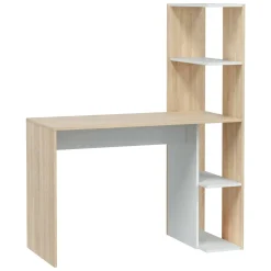 Scrivania salvaspazio bianca e rovere 98x36cm con 2 cassetti - Andriy