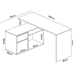 Scrivania ufficio bianca 139x92cm con 1 cassetto - Andor