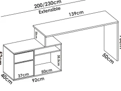 Scrivania ufficio bianca 139x92cm con 1 cassetto - Andor
