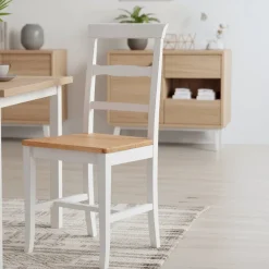 Sedia Bianco una Sedia Materiale Struttura in Legno, Colore Seduta Marrone - Attanasio