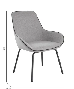Sedia comoda imbottita in tessuto grigio - Arpaia