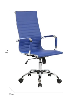 Sedia con Ruote blu Regolabile Imbottito, 5 Ruote - Attilia