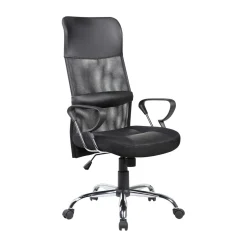 Sedia con ruote da ufficio imbottita con braccioli in tessuto nera - Ateleta