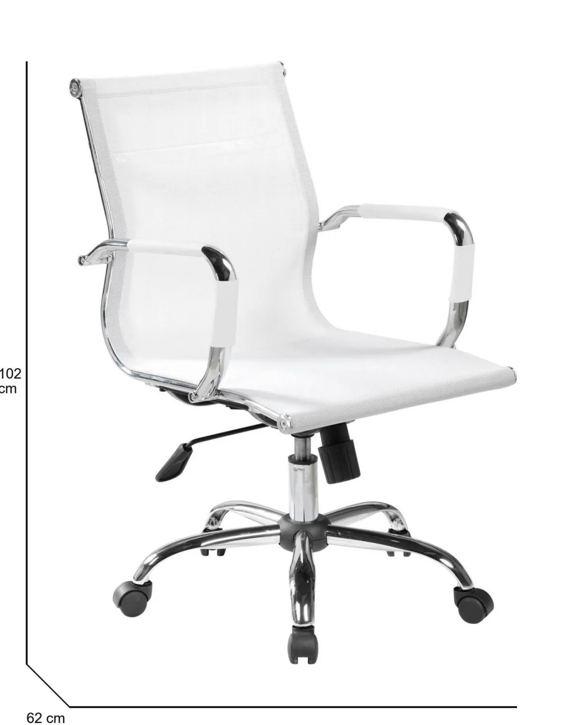 Sedia con ruote Dfrosi, Bianco, 62x54h92/102 cm