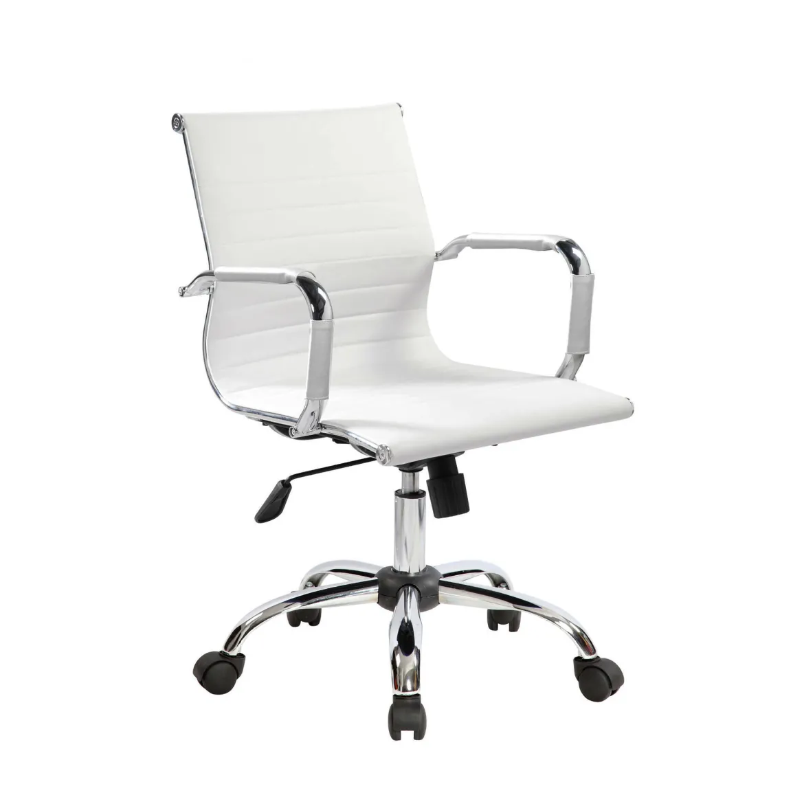 Sedia con ruote Dlemmen, Bianco, 62x54h92/102 cm
