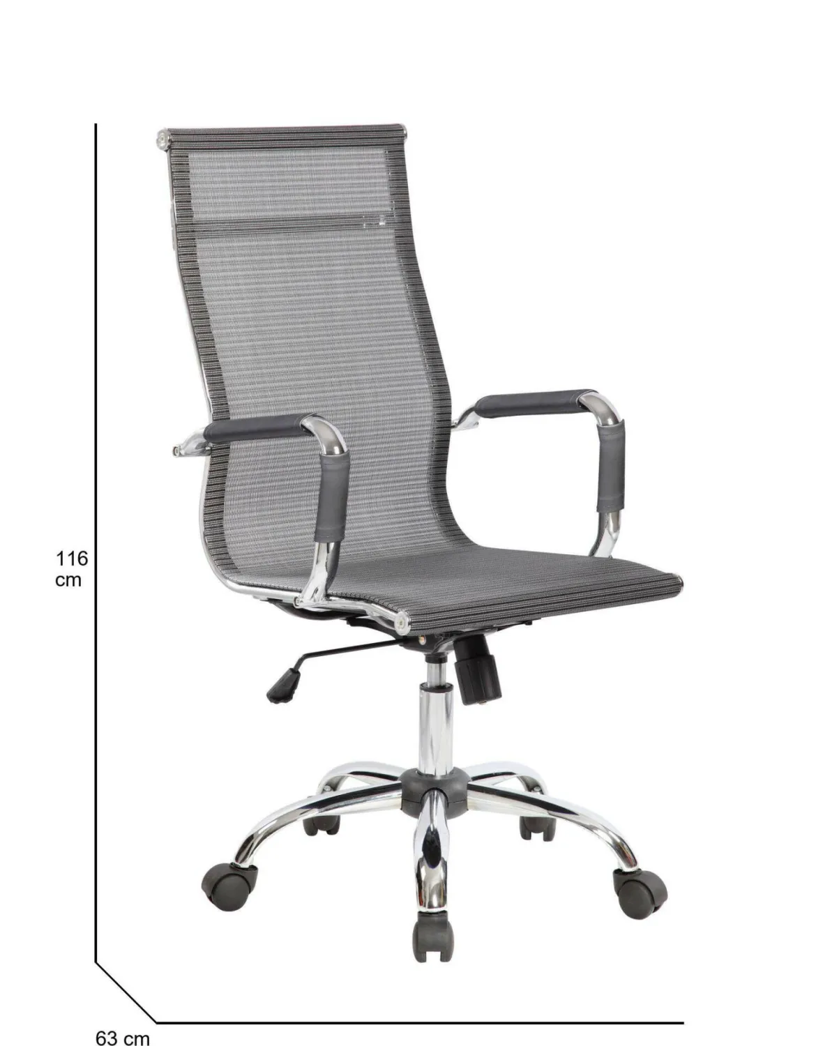 Sedia con ruote Dmannin, Grigio, 63x54h106/116 cm