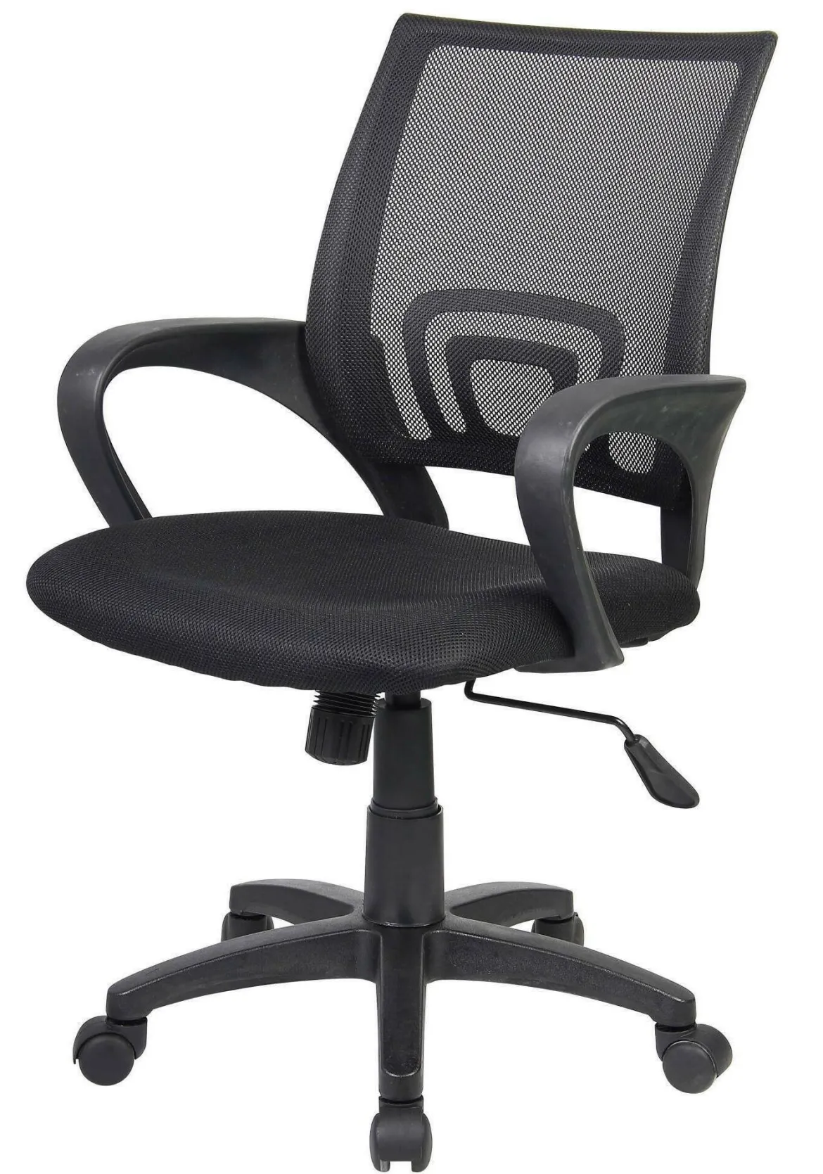 Sedia con ruote imbottita in tessuto nera - Reticolo