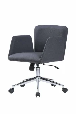 Sedia con ruote moderna con braccioli in ecopelle grigia - Assoro