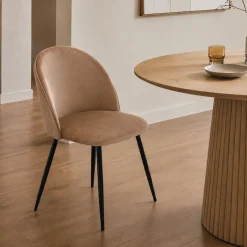 Sedia cucina imbottita in velluto beige - Achito