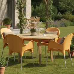 Sedia da Esterno Arancione 4 Sedie Impilabile, Braccioli Made in Italy - Raimund