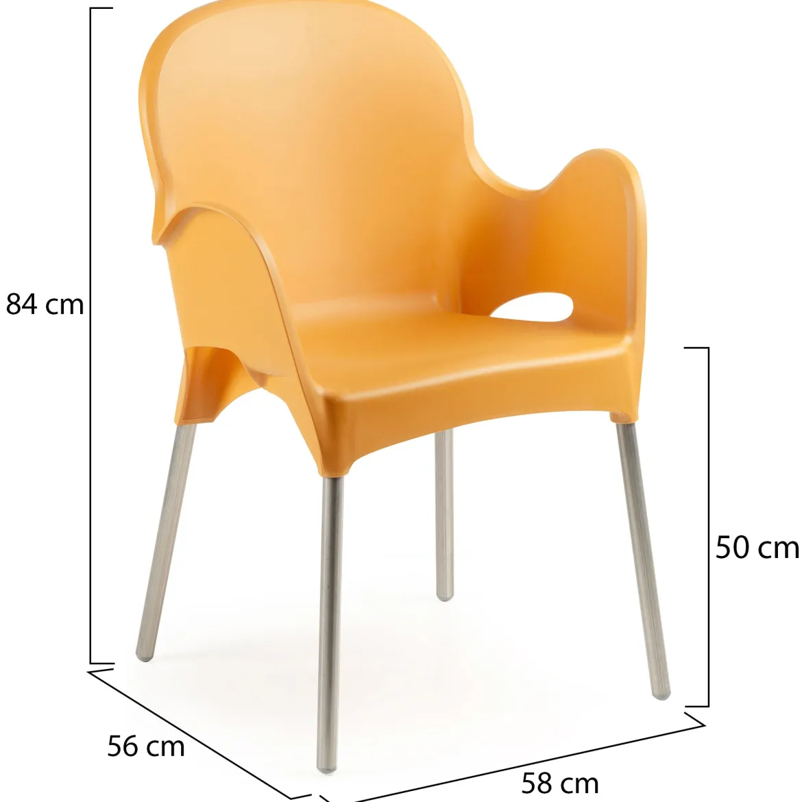 Sedia da Esterno Arancione 4 Sedie Impilabile, Braccioli Made in Italy - Raimund