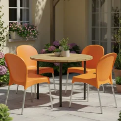 Sedia da Esterno Arancione 4 Sedie Impilabile, Peso Supportato 120 kg Made in Italy - Eclectic
