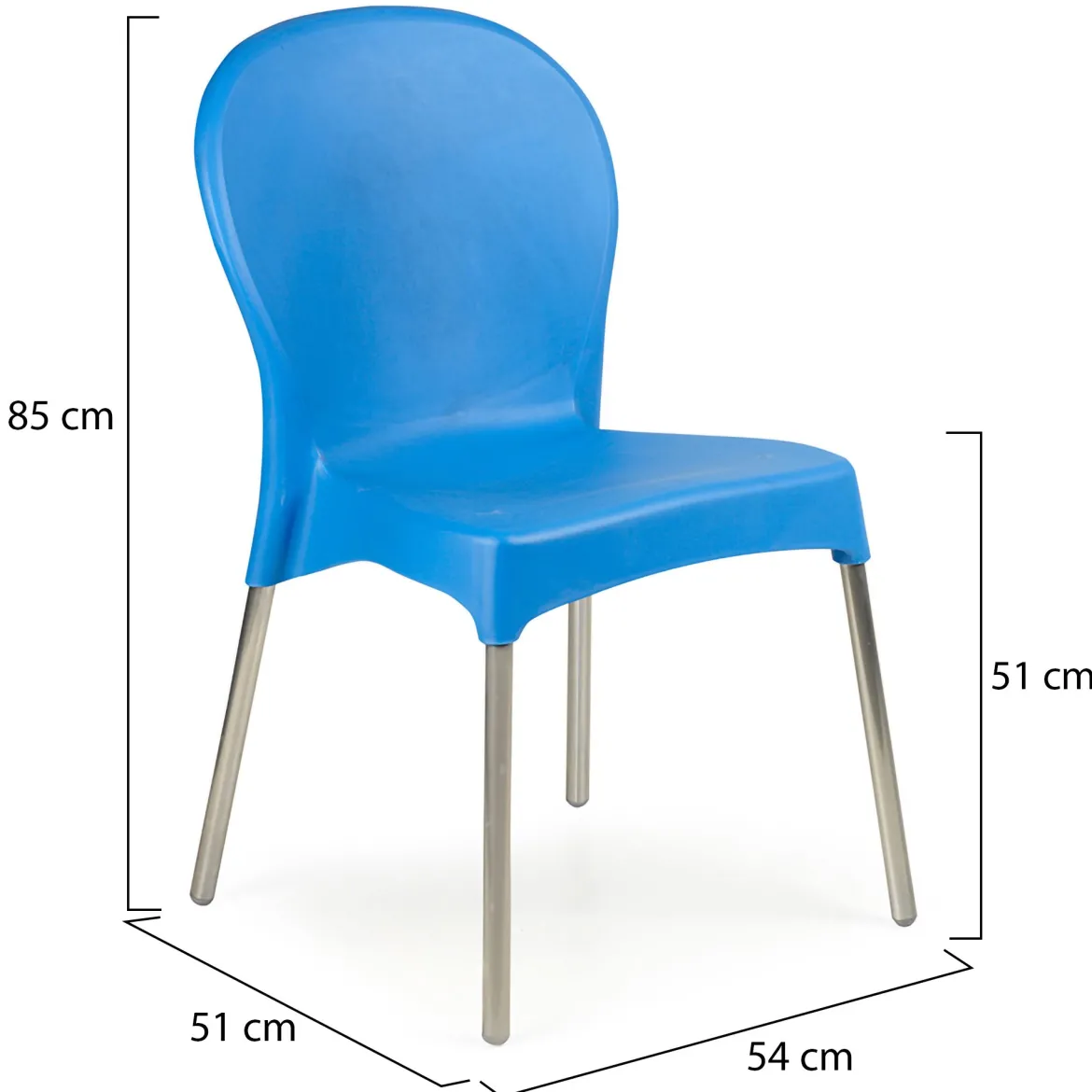 Sedia da Esterno Azzurro 4 Sedie Impilabile, Peso Supportato 120 kg Made in Italy - Eclectic