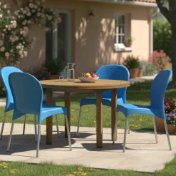 Sedia da Esterno Azzurro 4 Sedie Impilabile, Peso Supportato 120 kg Made in Italy - Eclectic