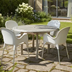Sedia da Esterno Beige 4 Sedie Impilabile, Braccioli Made in Italy - Raimund