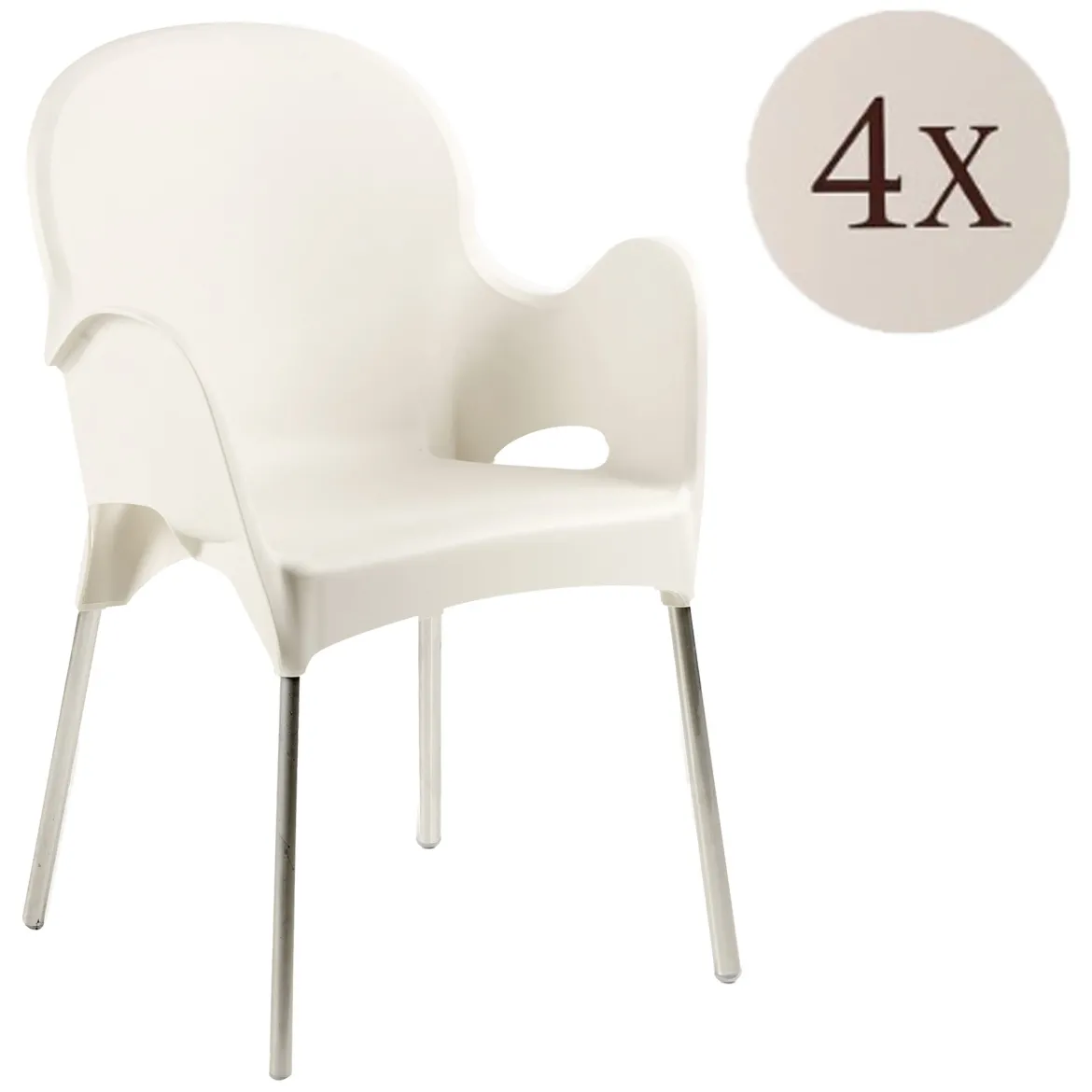 Sedia da Esterno Beige 4 Sedie Impilabile, Braccioli Made in Italy - Raimund
