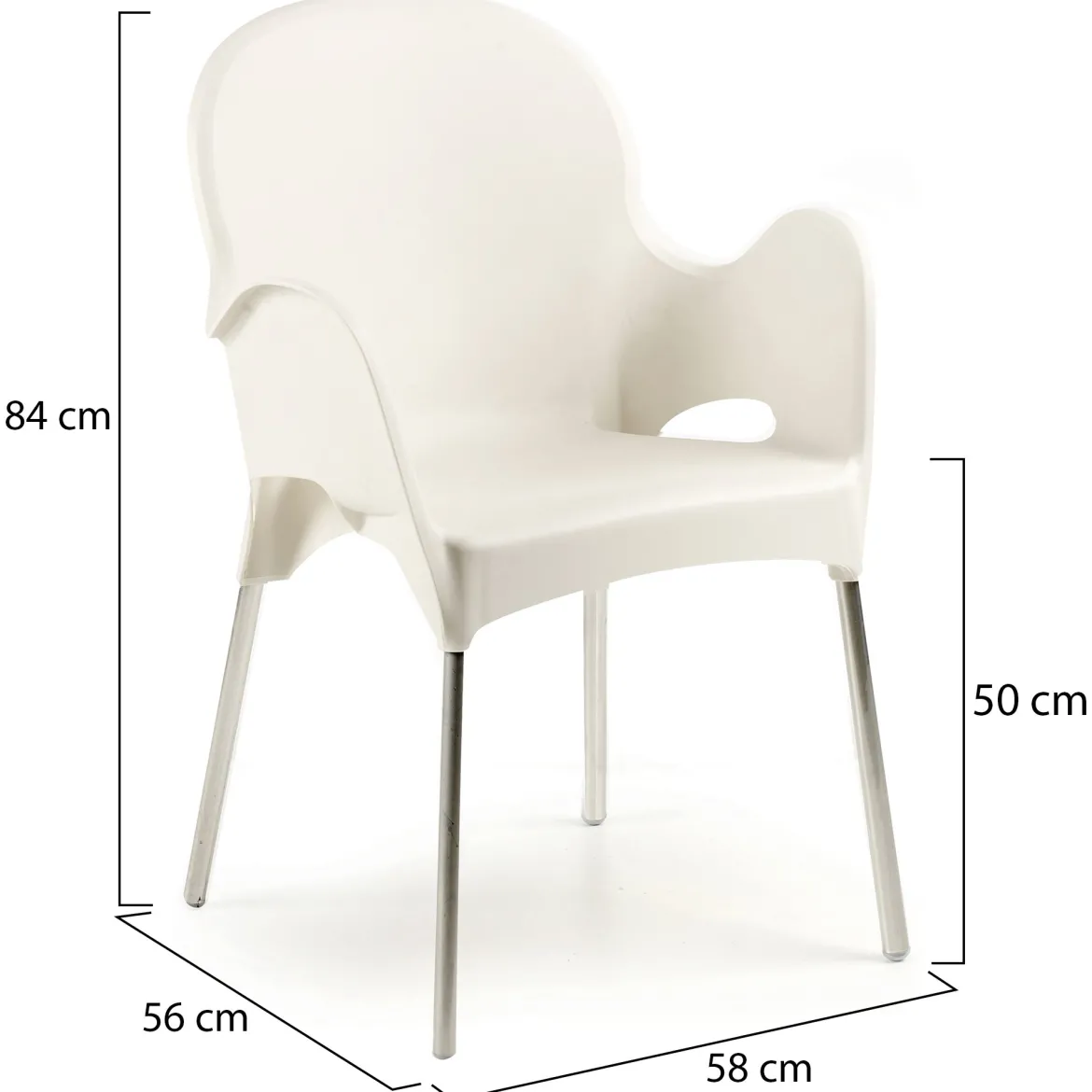 Sedia da Esterno Beige 4 Sedie Impilabile, Braccioli Made in Italy - Raimund