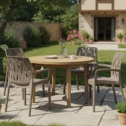 Sedia da Esterno Beige 4 Sedie Impilabile, Peso Supportato 120 kg Made in Italy - Eclectic