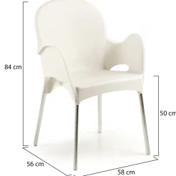 Sedia da Esterno Beige una Sedia Impilabile, Braccioli Made in Italy - Vashti