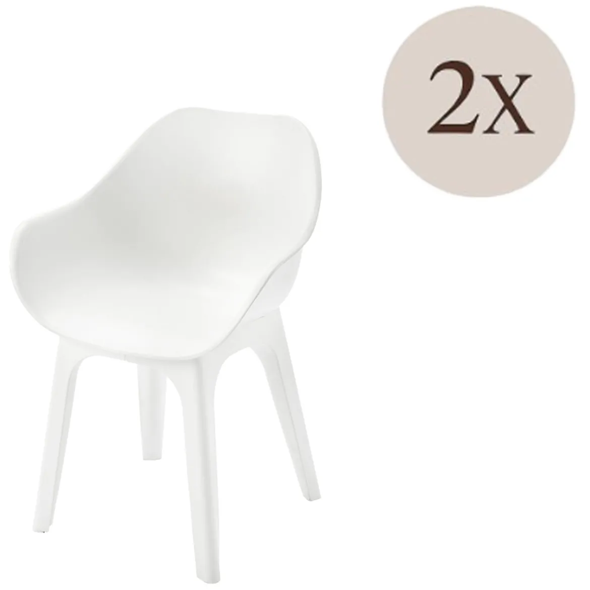 Sedia da Esterno Bianco 2 Sedie Braccioli, Peso Supportato 120 kg Made in Italy - Oakahalla