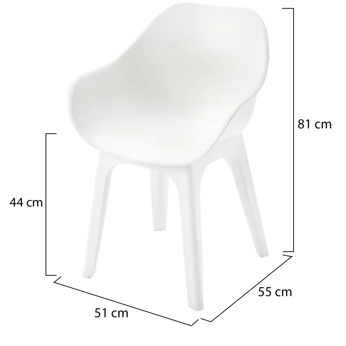 Sedia da Esterno Bianco 2 Sedie Braccioli, Peso Supportato 120 kg Made in Italy - Oakahalla