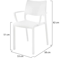Sedia da Esterno Bianco 4 Sedie Braccioli, Peso Supportato 120 kg Made in Italy - Cambon