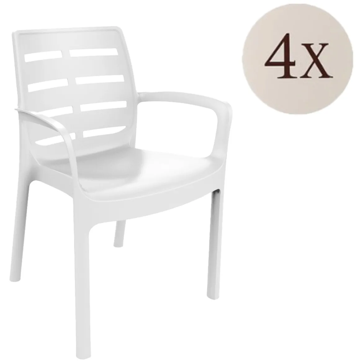 Sedia da Esterno Bianco 4 Sedie Impilabile, Braccioli Made in Italy - Excel