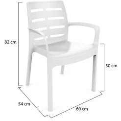 Sedia da Esterno Bianco 4 Sedie Impilabile, Braccioli Made in Italy - Excel